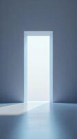 Light streaming through an open door creates a serene atmosphere in a minimalist setting photo