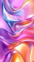 Colorful abstract wave patterns flow through a vibrant digital landscape in shades of pink, orange, and purple photo
