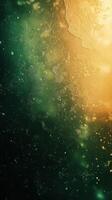 Colorful abstract background with blurred light and textures showcasing green and gold hues photo