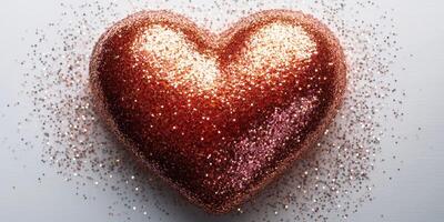 Heart-shaped glitter display on a flat surface with sparkling details photo