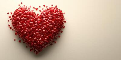Heart shape created from small red hearts on a neutral background for romantic themes photo
