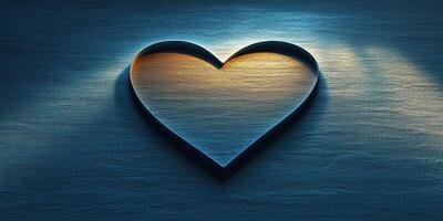 Heart-shaped design illuminated by soft lighting on a textured surface creates a romantic atmosphere photo