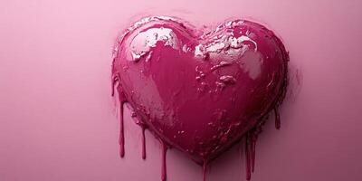 Heart-shaped design with glossy finish on a pink background, showcasing artistic creativity and emotional expression photo