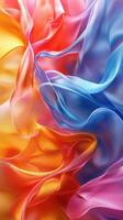 Colorful fabric swirls showcase vibrant hues blending seamlessly for artistic inspiration photo