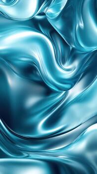 Curved textures of shimmering blue satin create a fluid and dynamic visual experience with smooth reflections and folds photo