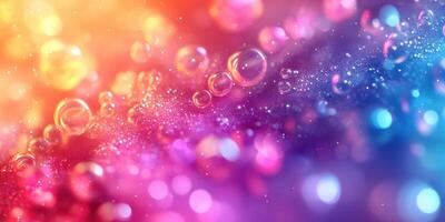 Colorful bubbles float gracefully in a vibrant abstract background filled with light photo