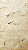 Wrinkled beige paper background with torn edges showing texture and depth in neutral tones for artistic and design purposes photo