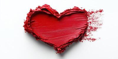 Heart shape created with red paint on a white background showcasing artistic expression and creativity photo