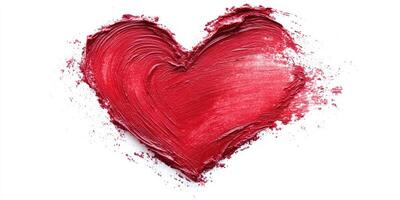 Heart shape created with red paint on a white background for artistic expression and decoration photo