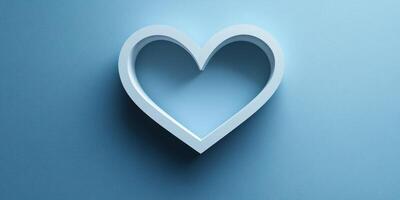 Heart-shaped cutout on a smooth blue background creating a minimalistic and modern visual effect photo
