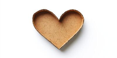 Cardboard heart-shaped box for creative DIY projects and gift ideas on a white background photo