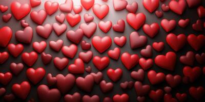 Colorful arrangement of red hearts on a dark background ideal for expressing love and affection on special occasions photo