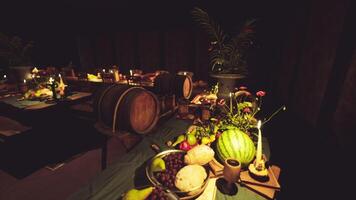 A vibrant table filled with various foods and drinks in a cozy setting video