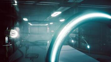 High tech lab with glowing elements and modern equipment video