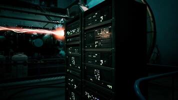 Advanced technology powering a sci fi laboratory with dynamic energy display video