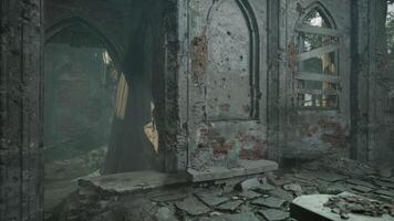 Room in a Ruined Building With Table and Chairs video