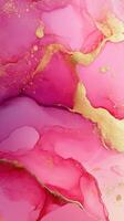 Vibrant pink and gold abstract art showcasing fluid patterns and elegant textures photo