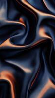 Elegant blue and copper silk fabric creates a luxurious texture in a timeless design displayed in soft lighting photo