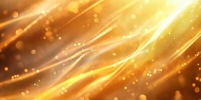 Golden waves of light create a warm atmosphere filled with shimmering particles during sunrise in the early morning sky photo