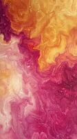 Vibrant abstract artwork featuring swirling hues of pink, orange, and gold with intricate textures and patterns photo