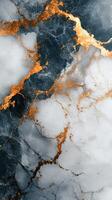 Elegant abstract marble design with golden and dark blue veins creating a modern aesthetic photo