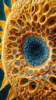 Close-up view of sunflower seeds revealing intricate patterns and textures in vibrant colors photo