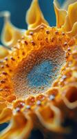 Sunflower close-up reveals intricate patterns and vibrant colors showcasing nature's beauty in full bloom during summer photo