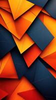 Vibrant abstract layers of orange and blue paper create a striking visual texture with dynamic triangular shapes photo