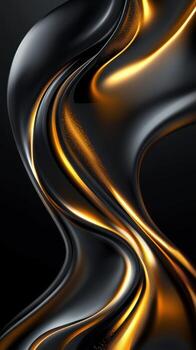 Flowing patterns of black and gold create a dramatic and elegant visual effect in this dynamic artwork photo