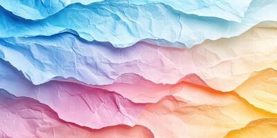 Colorful layers of textured paper create a vibrant abstract landscape in soft pastel shades photo