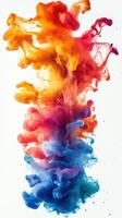 Colorful ink swirling in water creating a vibrant abstract art piece photo