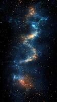 Vibrant cosmic swirl illuminated by starlight in the vastness of the universe photo