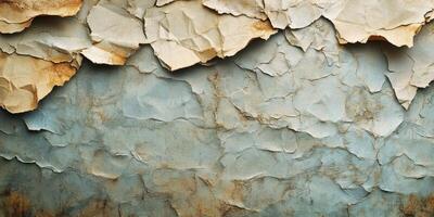 Weathered wall showing layers of peeling paint and texture in soft colors photo