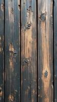Rustic wooden planks with a weathered finish showcase unique textures and tones in natural light photo