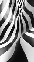 Curving black and white stripes create dynamic texture and depth in a visually striking abstract design photo