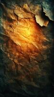 Textured abstract background with warm golden and brown tones, highlighting intricate creases and cracks photo