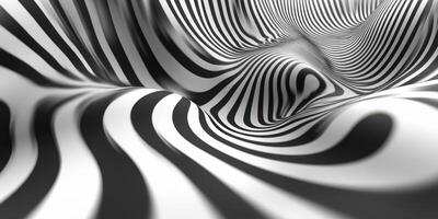 Abstract black and white wavy patterns create a mesmerizing visual effect in a surreal design photo