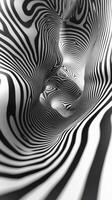 Intricate black and white spiral patterns create a mesmerizing optical illusion in a surreal formation photo