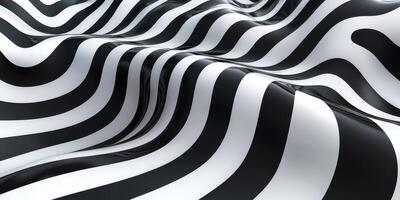 Flowing black and white patterns create a mesmerizing wavy texture in a modern design environment photo