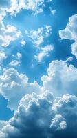 Bright blue sky filled with fluffy white clouds during a sunny day in the afternoon photo