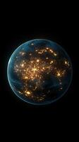 Bright urban lights illuminate the Earth at night from a cosmic perspective photo