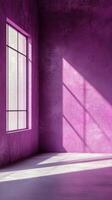 Bright, modern room with a large window casting shadows during the afternoon photo