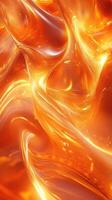 Swirling orange liquid with glossy texture illuminated with warm light creating a dynamic visual effect photo