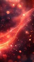 Vibrant waves of orange and red particles create a visually stunning cosmic backdrop in a dark space setting photo
