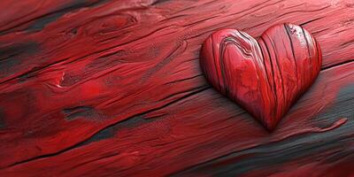 Heart-shaped decoration on a textured red and black background created using art materials in an artistic studio environment photo