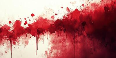 Abstract red paint splatter creating an artistic effect on a white background photo