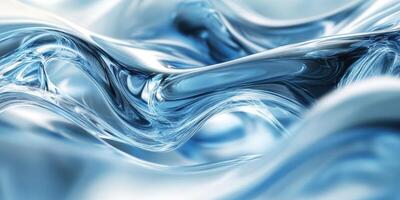 Flowing blue liquid with smooth curves creating a tranquil abstract design photo