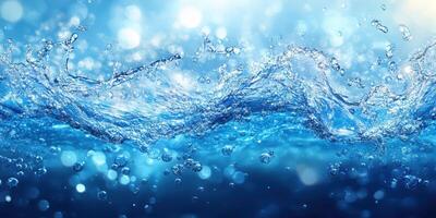 Water splashes and waves create a shimmering effect during a bright day near the ocean or lake photo