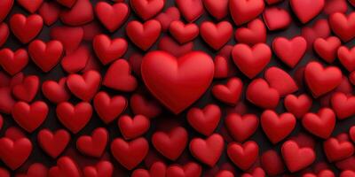 Vivid red hearts with a central larger heart create a romantic and festive atmosphere suitable for various celebrations photo