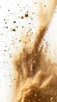 Dust particles suspended in air during an outdoor activity at a construction site on a sunny day photo